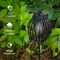 Set of 2 32.25"H Black Metal Stripes Solar Powered Outdoor Lantern with Edison Bulb and Stake
